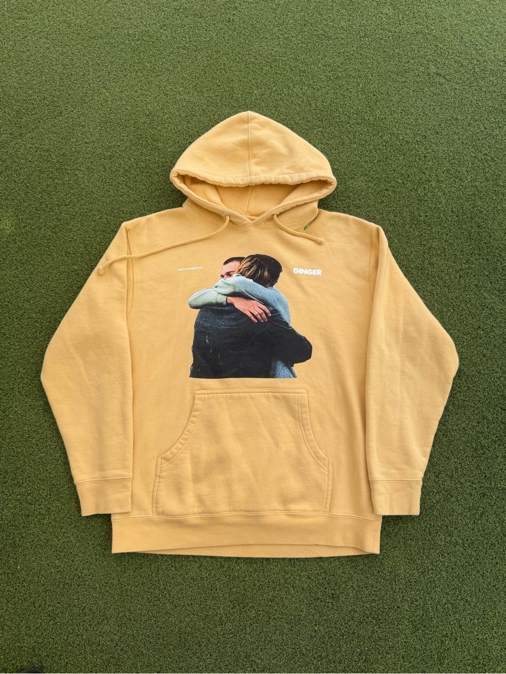 RARE MODERN DESIGNER SKATER 2000s BROCKHAMPTON GINGER TOUR YELLOW HOODIE